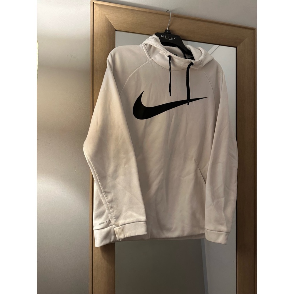 Nike Mens Hoodie White Dri Fit